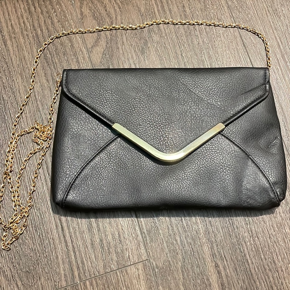 Black Clutch with Gold Strap
